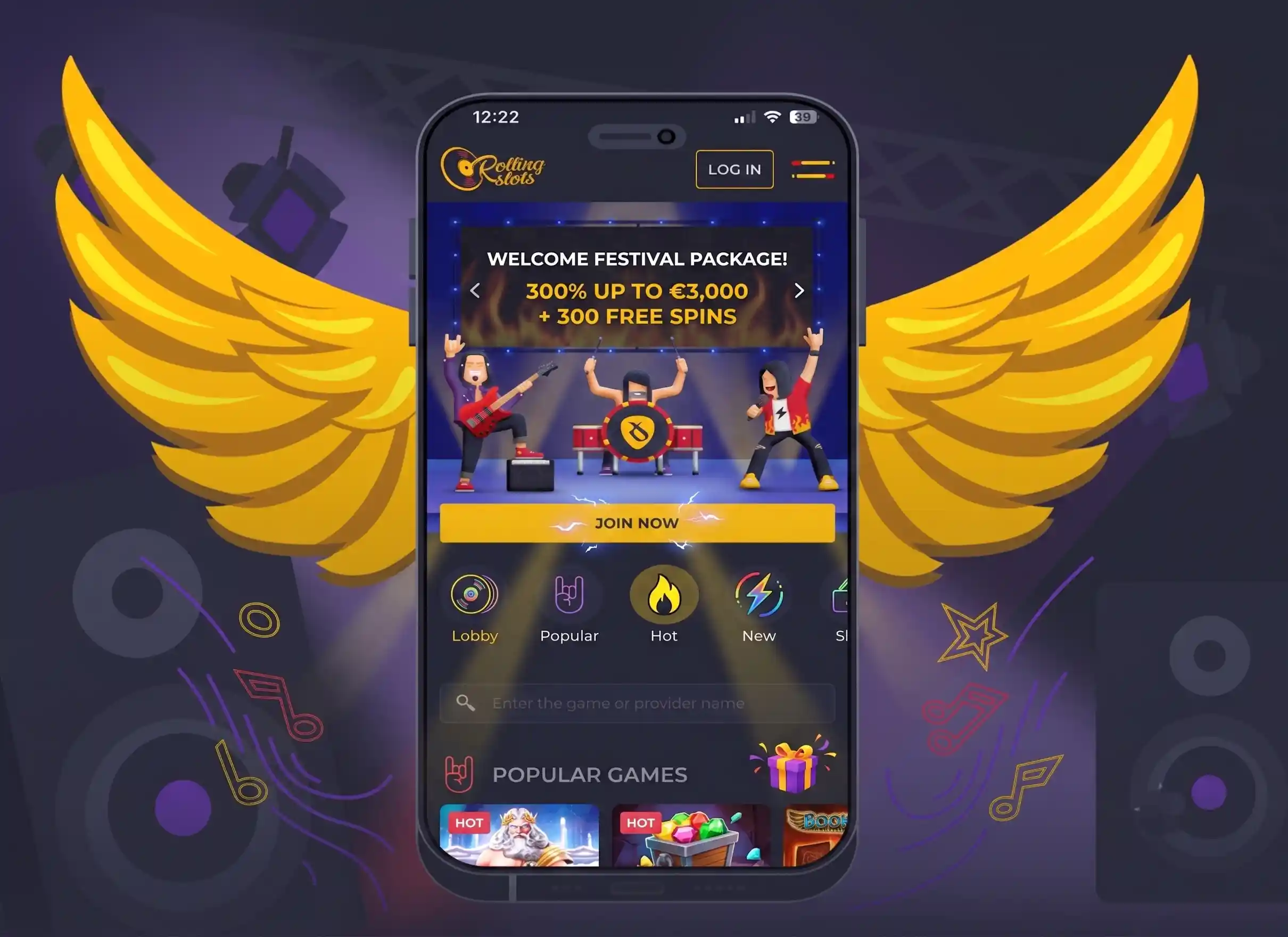 Rolling Slots casino på mobil
